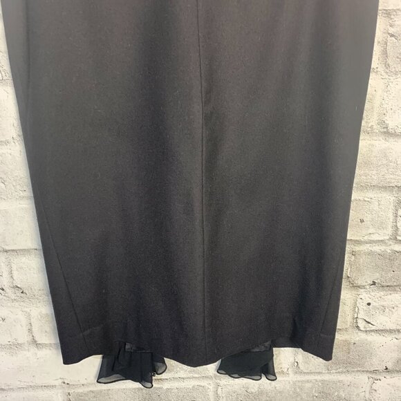 L.A.M.B. Y2K Black Wool Crisscross Waist Ruffle Stretch Wiggle Pencil Skirt - Picture 3 of 15